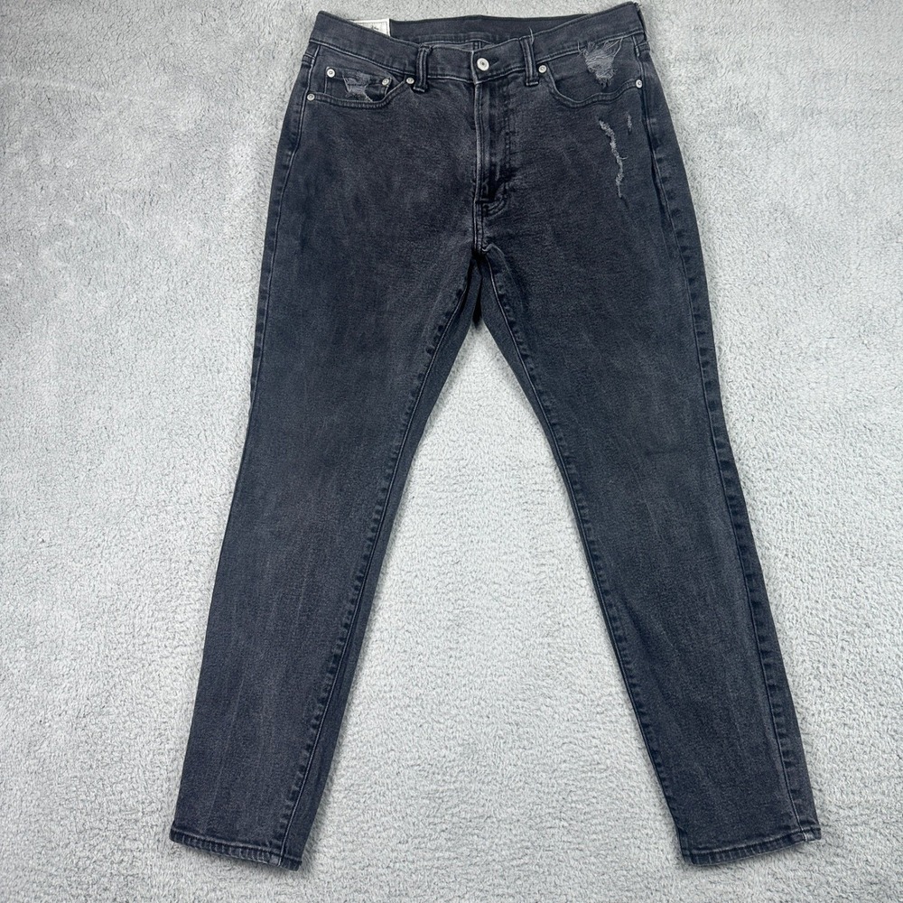 Abercrombie & Fitch Jeans Mens 33x32 (Fits 32x29) Black Athletic Slim Distressed